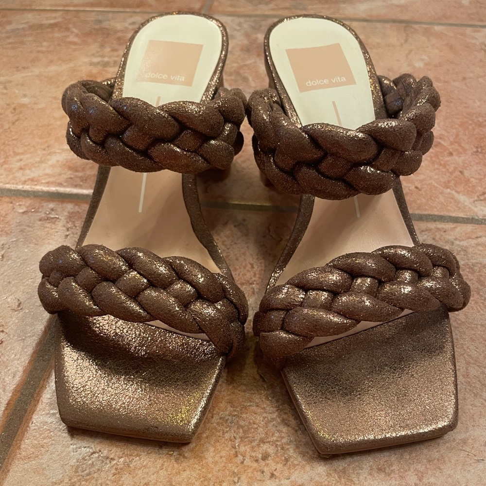 EUC! Dolce Vita Paily Chunky Braided Heeled Sandal | Bronze| Size 6